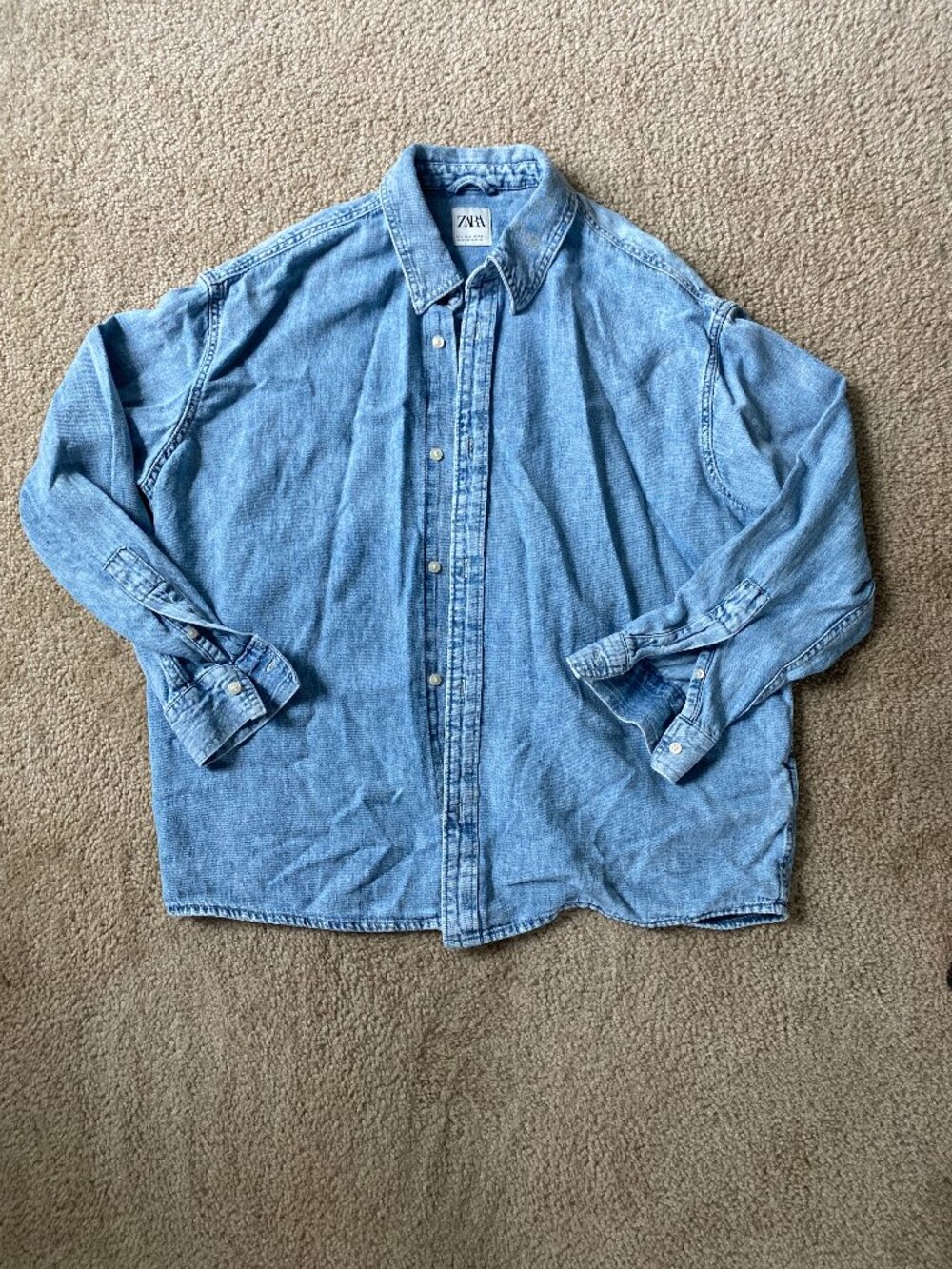 Zara Men’s Denim Jean Shirt – Relaxed Fit – Size L – Good Condition